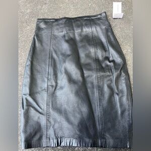 Andrew Marc Black Leather Pencil Skirt